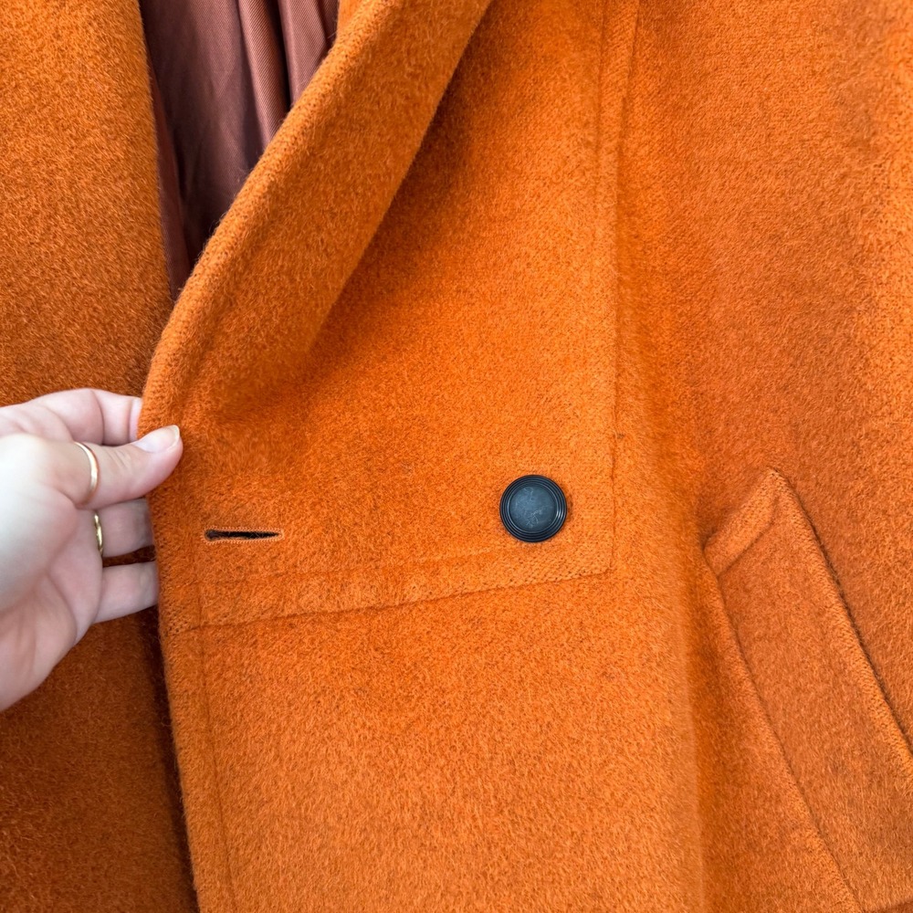 MAXMARA Burnt Orange Oversized Shawl Collar Wool Blend Cocoon Coat- DAMAGED - Picture 9 of 16